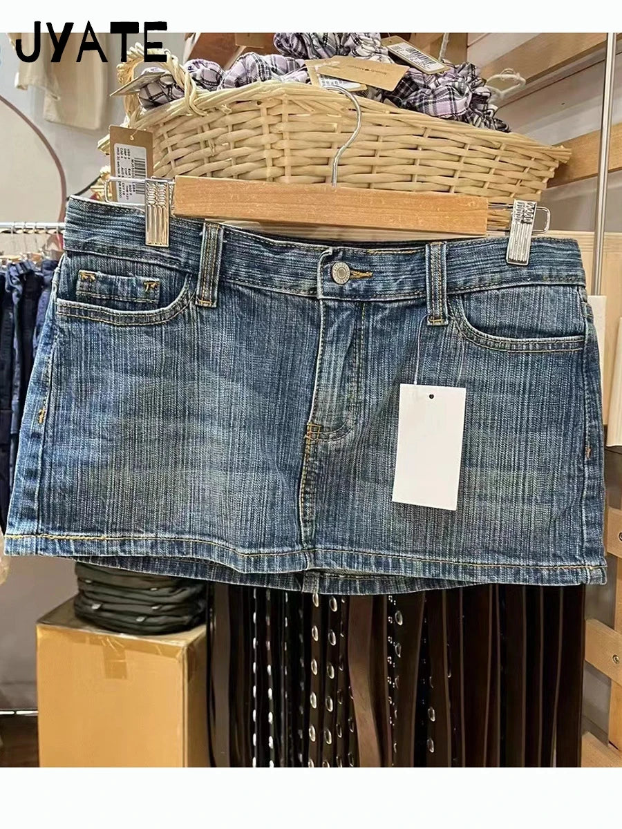 Mini jupes cargo en jean vintage pour femmes