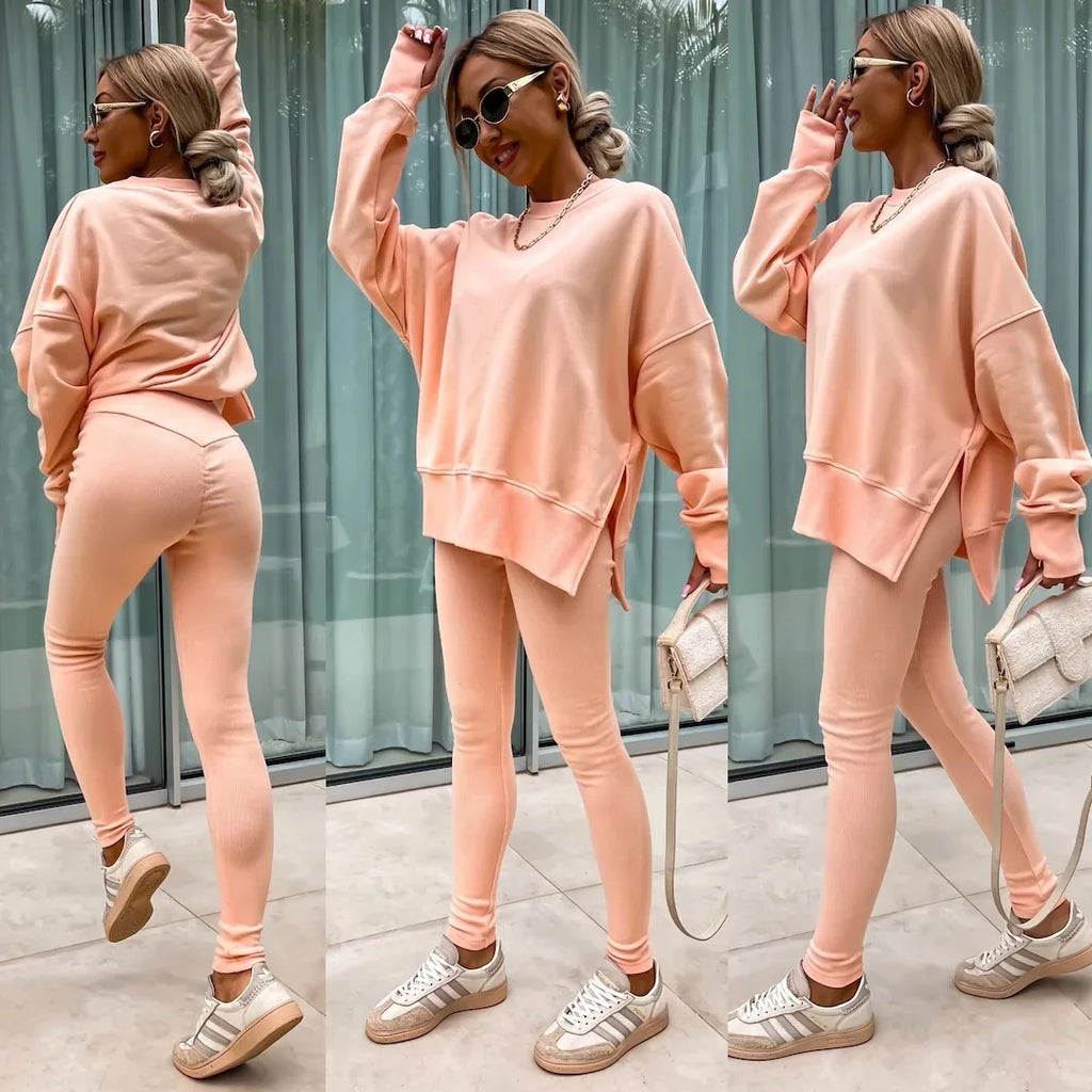 Ensembles décontracté pull ample + pantalons serrés pour femmes