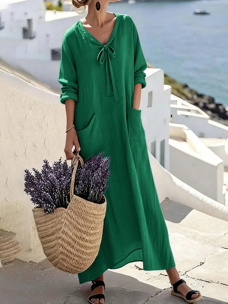 Robes longues décontractées de couleur unie pour femmes