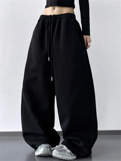 Pantalon de Jogging Large Taille Haute – Style Décontracté