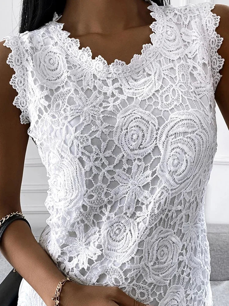 T-shirt vintage en dentelle pour femmes