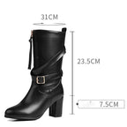 Bottes bout rond bloc talons 7.5 cm pour femmes