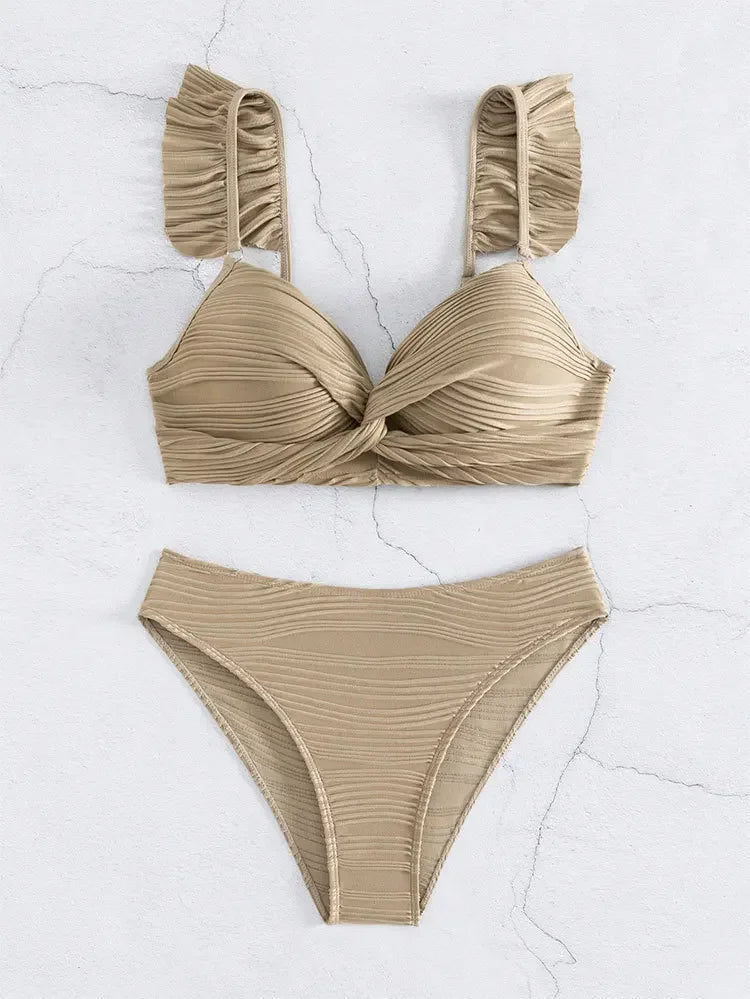 Maillot de bain deux pièces à volants pour femmes
