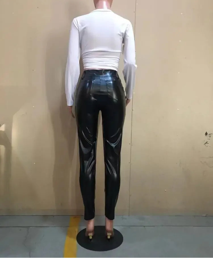 Legging Crayon Femme – Similicuir Taille Haute