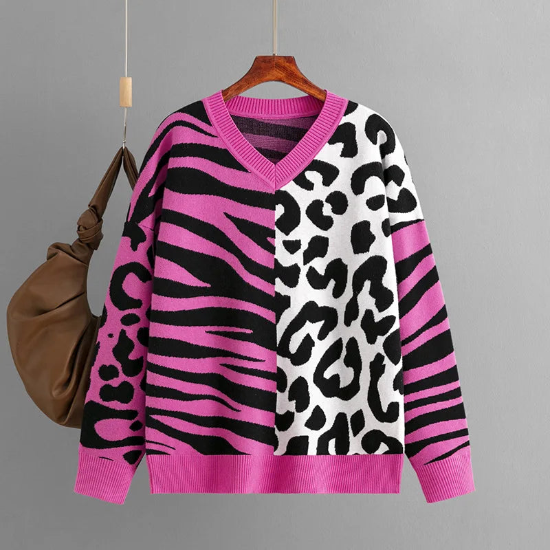 Pulls tricots à motif léopard pour femmes