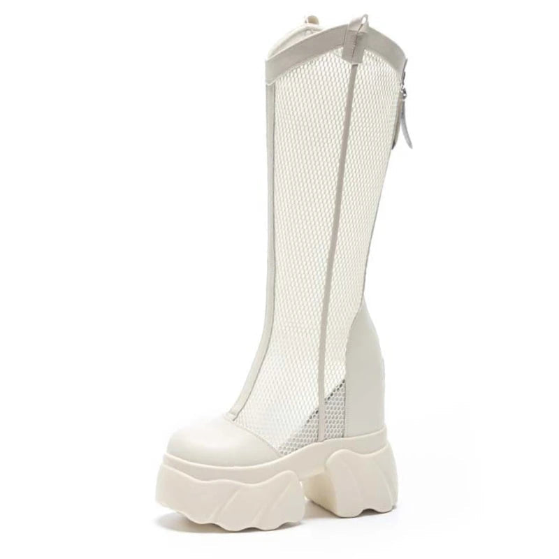 Bottes genou haute à plate-forme pour femmes
