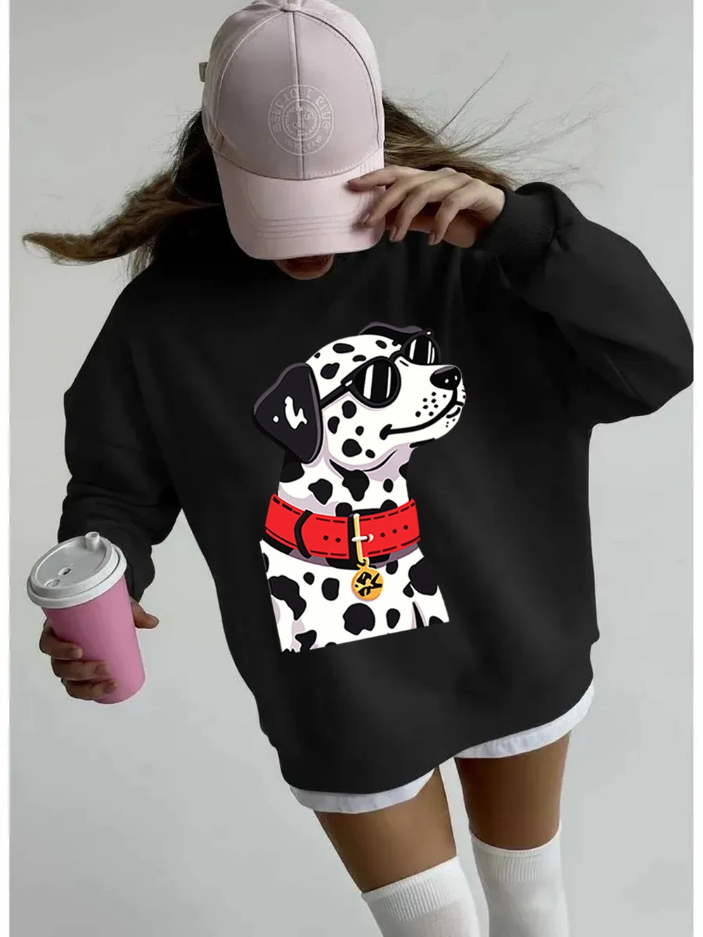 Sweat-shirt à capuche ample et chaud en polaire pour femmes