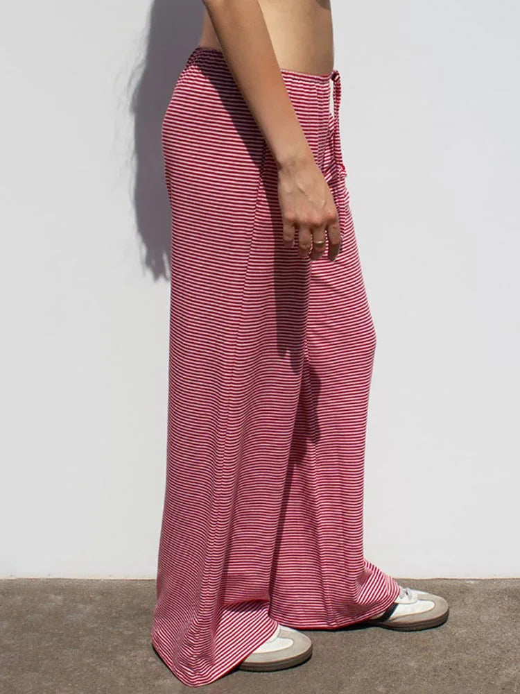Pantalon de survêtement taille basse à rayures pour femmes