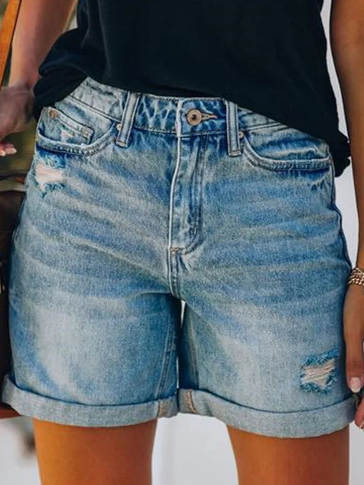 Short en Jean Femme – Ourlets Repliés