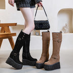 Bottes montantes en cuir synthétique pour femmes