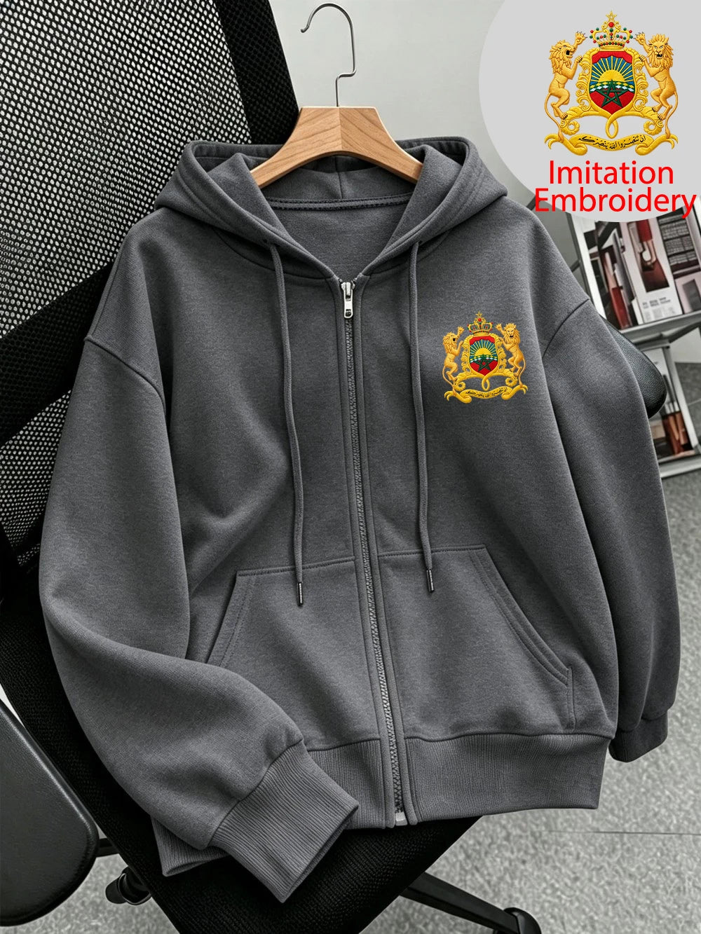 Sweat à capuche zippé imprimé Maroc Sporty pour femmes