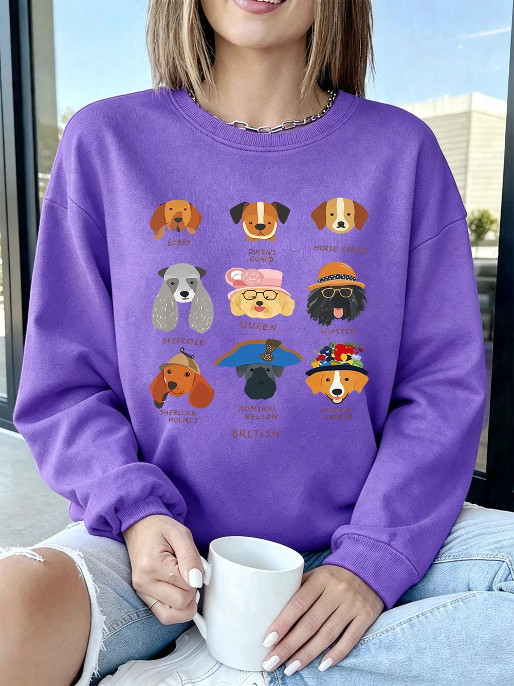 Sweat-shirt à capuche imprimé tête de chien pour femmes