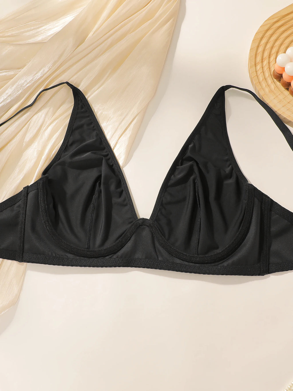 Soutien-gorge demi-tasse de couleur unie lisse pour femmes