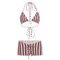 Ensemble maillot de bain deux pièces à rayures pour femmes