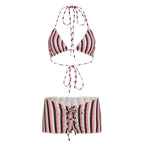 Ensemble maillot de bain deux pièces à rayures pour femmes