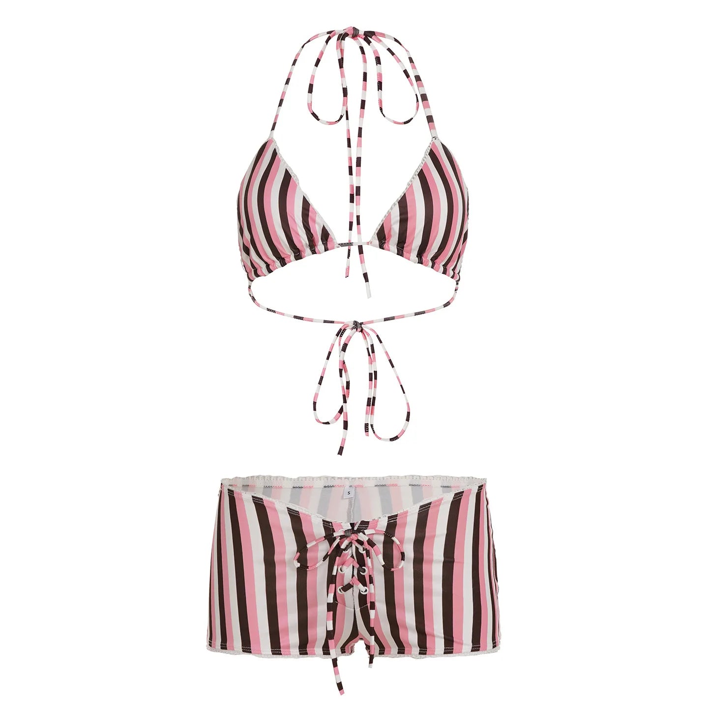 Ensemble maillot de bain deux pièces à rayures pour femmes