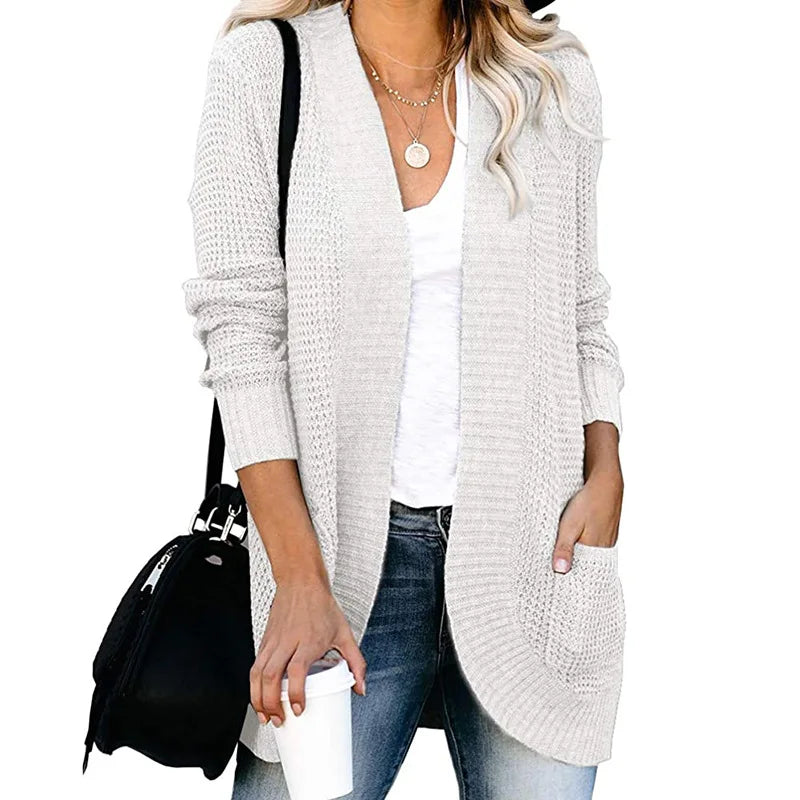 Cardigan long côtelé pour femmes