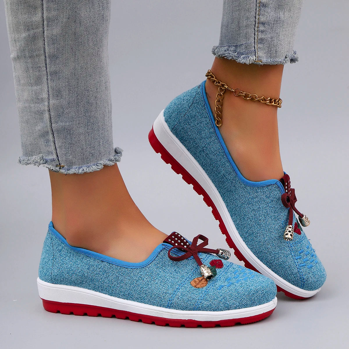 Chaussures plates d'été en maille respirante pour femmes