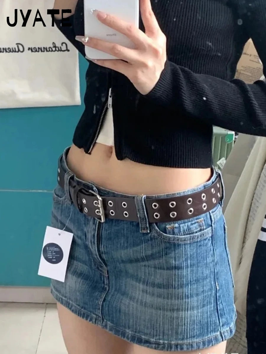 Mini jupes cargo en jean vintage pour femmes