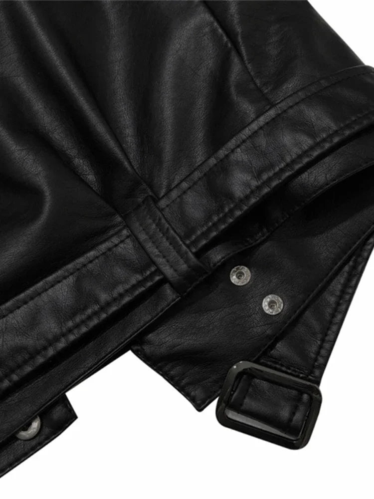 Veste perfecto femme noire en cuir synthétique