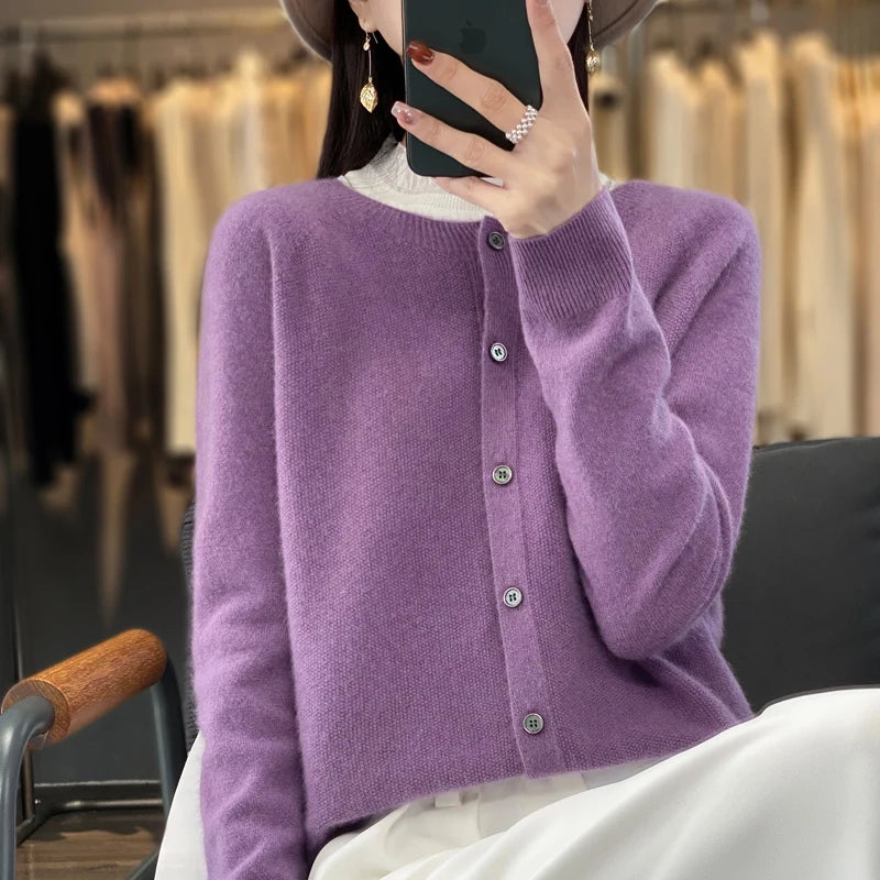 Cardigan ample 100% laine pure pour femmes