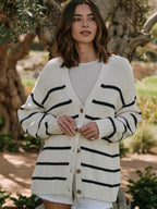 Gilet rayé en maille pour femmes