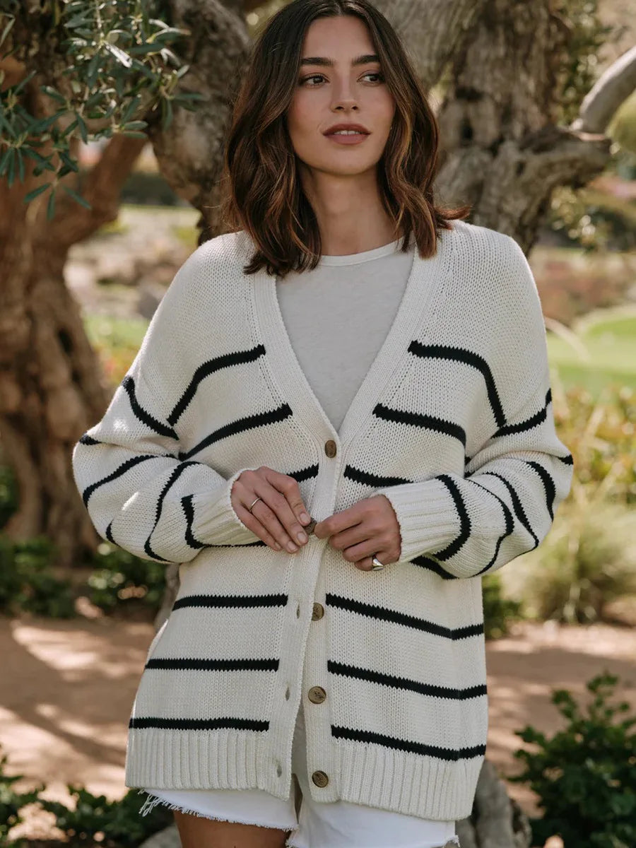 Gilet rayé en maille pour femmes