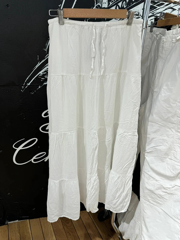 Jupe longue en coton à fleurs roses pour femmes
