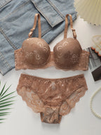 Ensemble deux pièces soutien-gorge et culottes transparente pour femmes
