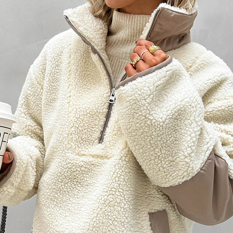 Sweat-shirt surdimensionné à col montant pour femmes