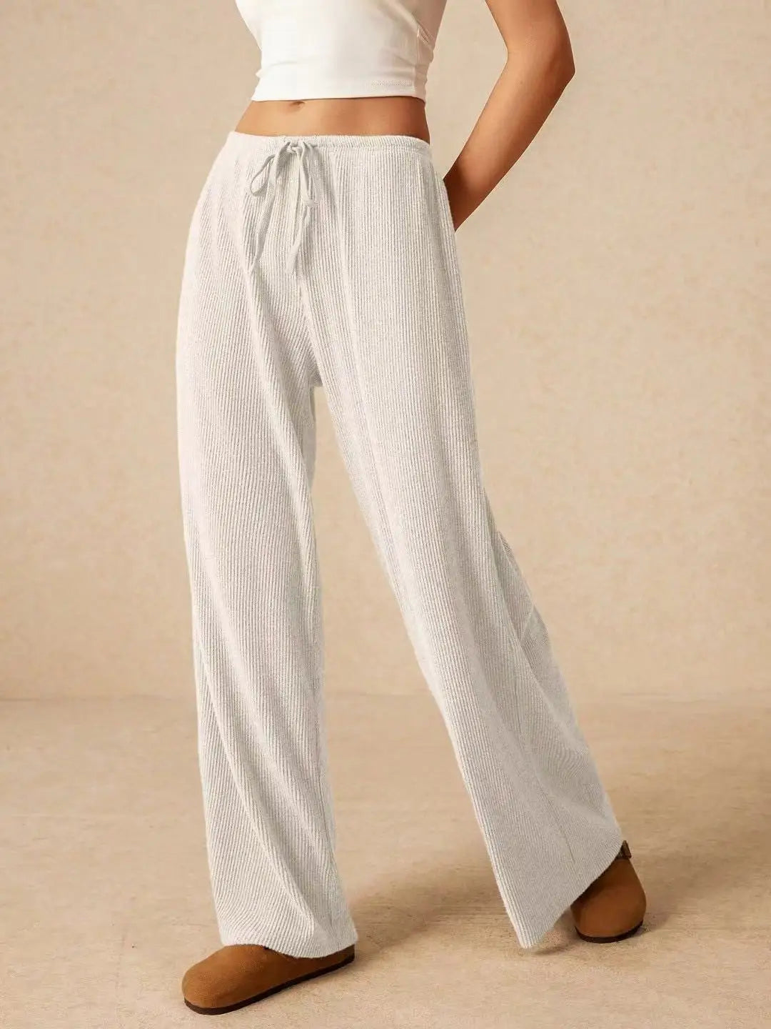 Pantalon Large Femme – Taille Haute et Uni