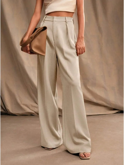 Pantalon de Costume Femme – Taille Haute et Jambes Larges