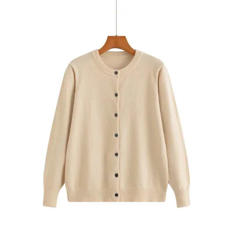 Cardigan tricoté à col rond pour femmes