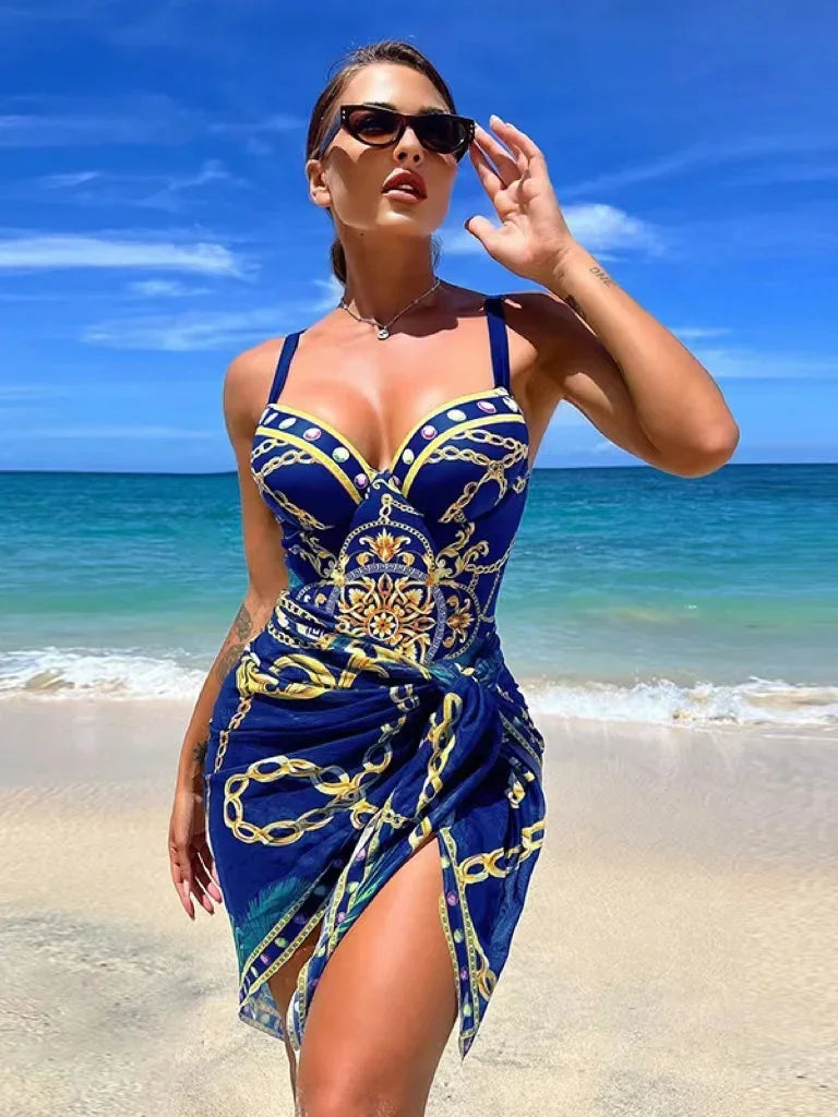 Maillot de bain deux pièces Push Up imprimé fleuri femmes