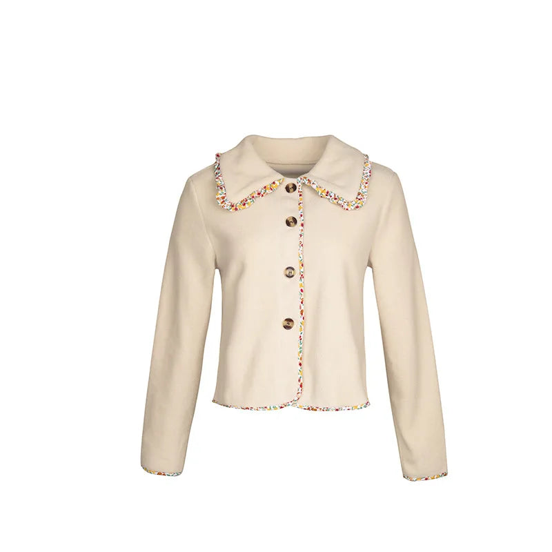 Veste courte décontracté à manches longues à lacets pour femmes