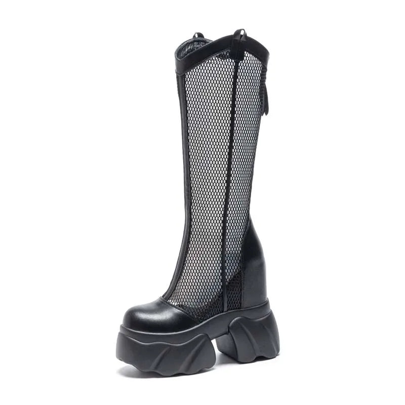 Bottes genou haute à plate-forme pour femmes