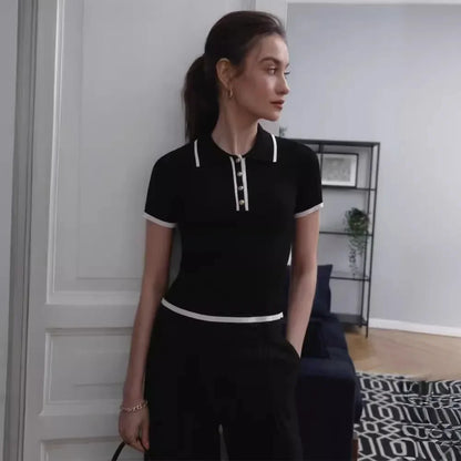Pull Femme – Col et Manches Courtes