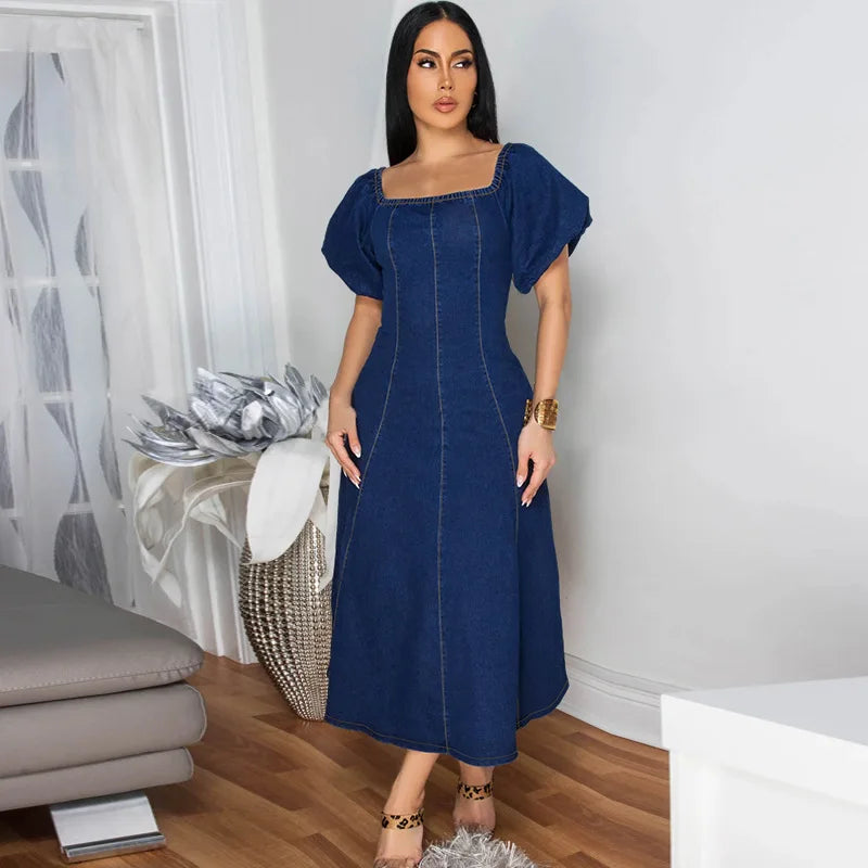 Robe longue en jean décontractée pour femmes