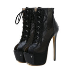 Bottines à talons hauts et bout ouvert pour femmes