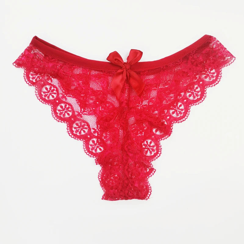 String taille basse en dentelle transparente pour femmes