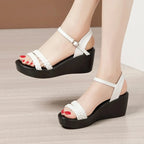 Sandales à bout ouvert pour femmes talon chaussures d'été femme talon compensé femme plate-forme