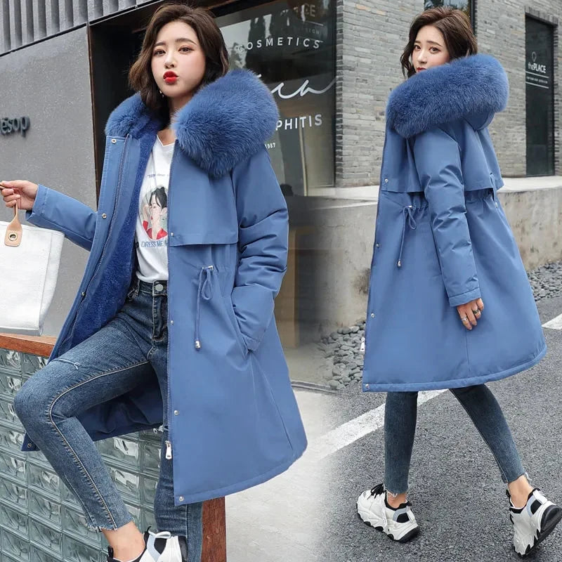 Manteau long doublé en laine pour femmes