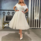 Robe de mariée courte trapèze à paillettes pour femmes