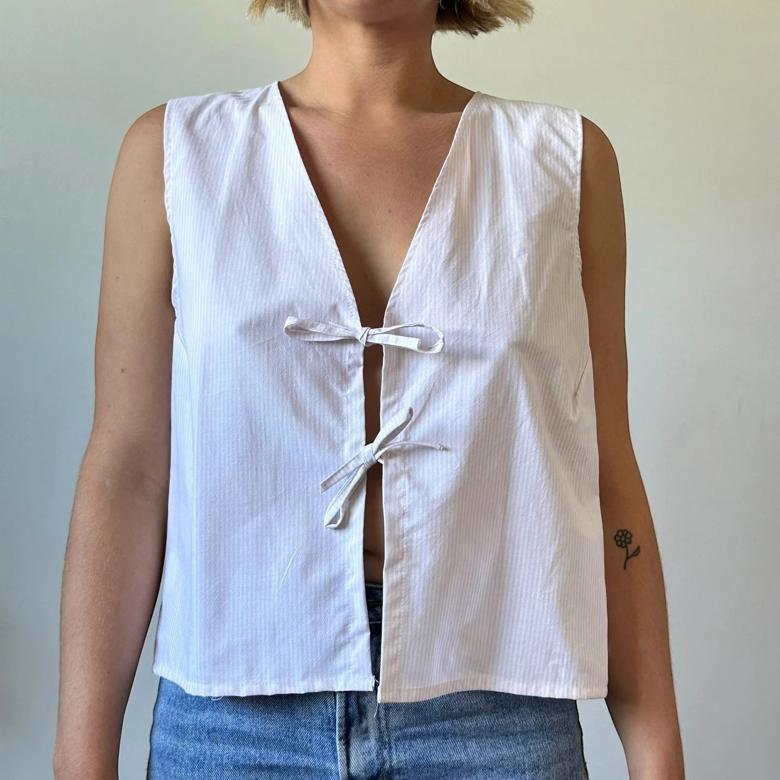 Débardeur à nouer devant style cottage français pour femmes