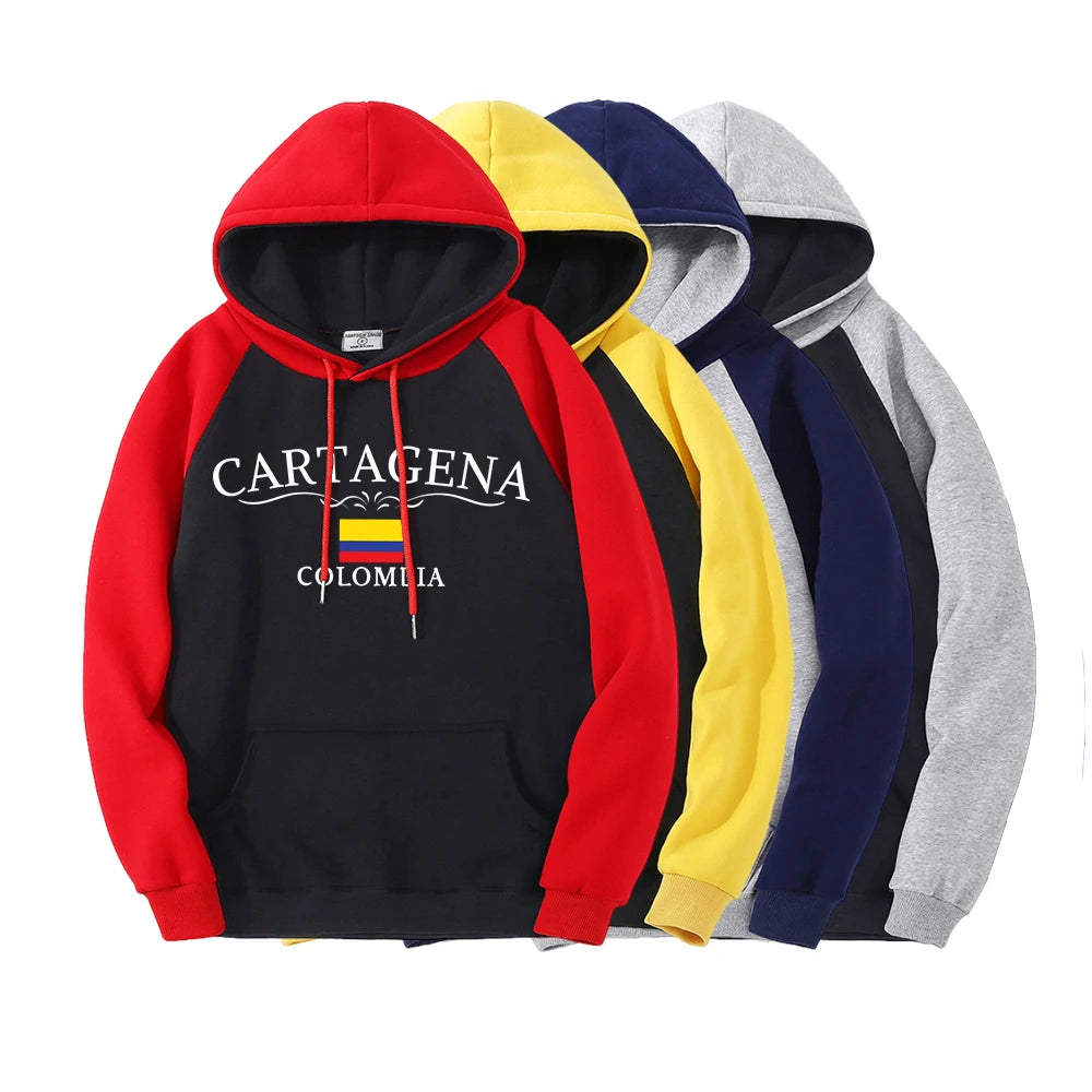 Sweat à capuche raglan imprimé Cartagena Colombia pour femmes