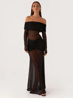 Robe de soirée en maille transparente pour femmes