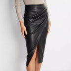 Jupe en cuir PU pour femmes