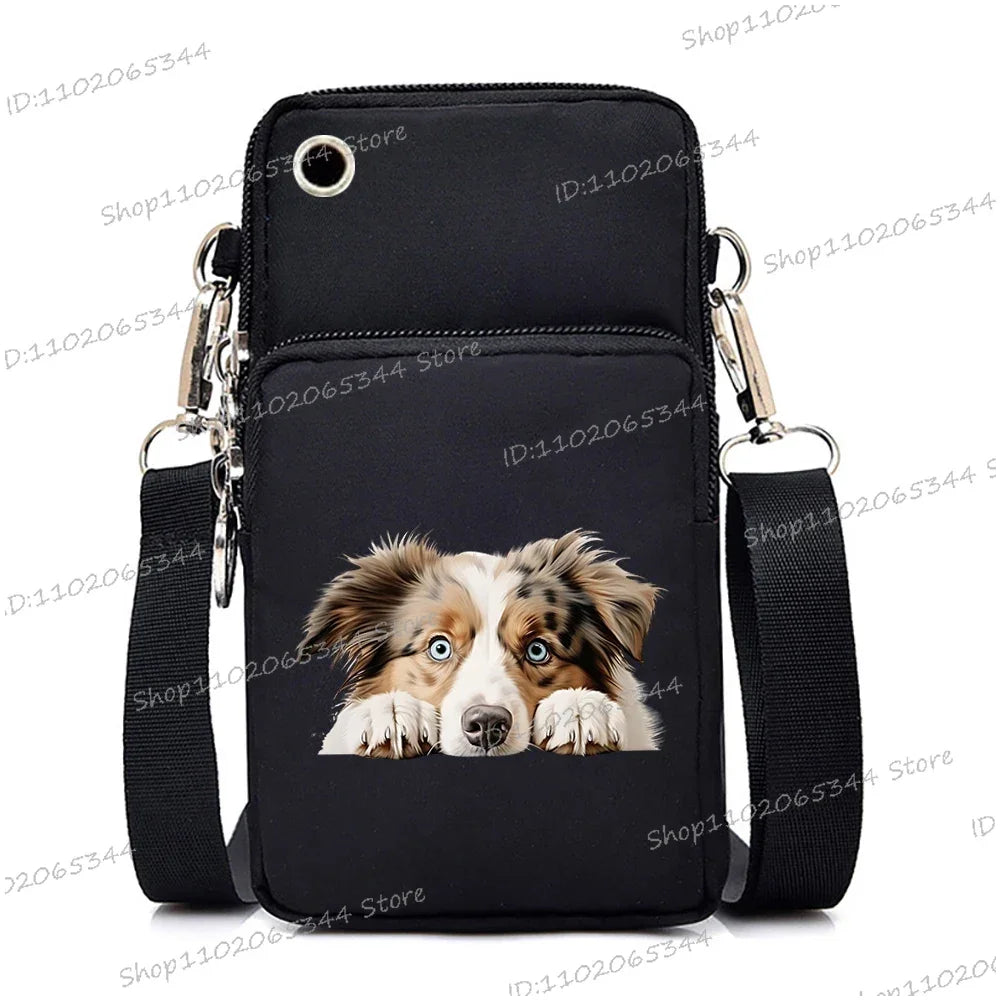 Sac à main pour téléphone portable imprimé chien 3D pour femmes