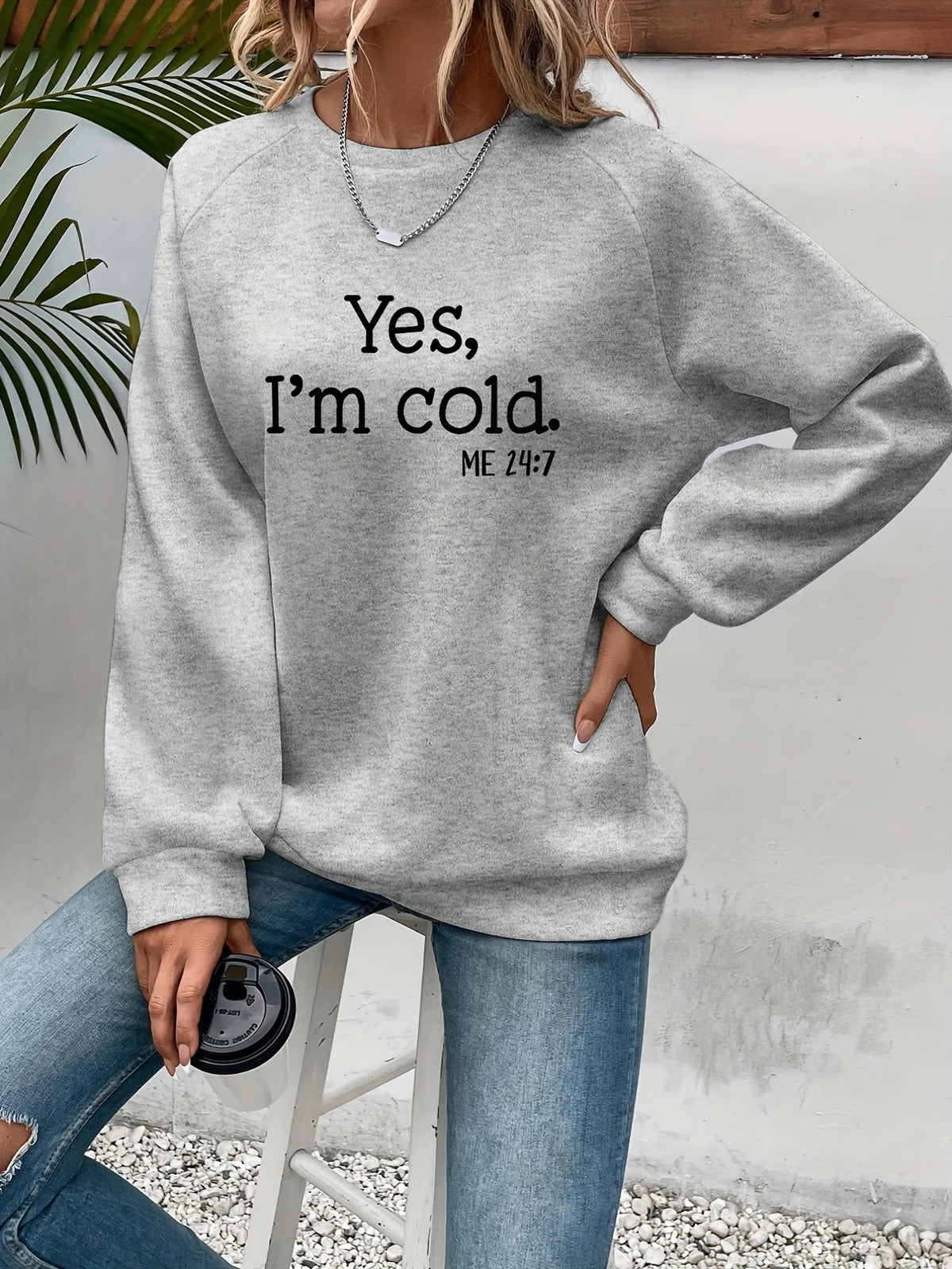 Sweat « Oui, j’ai froid » Polaire Oversize – Confort & Humour pour Femmes