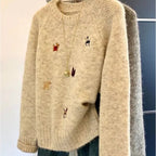 Pull à col rond brodé pour femmes